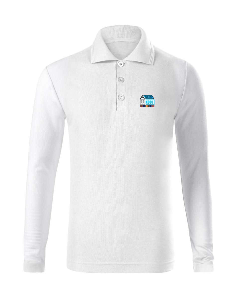 Laste kitsas pikkade varrukatega polosärk, valge